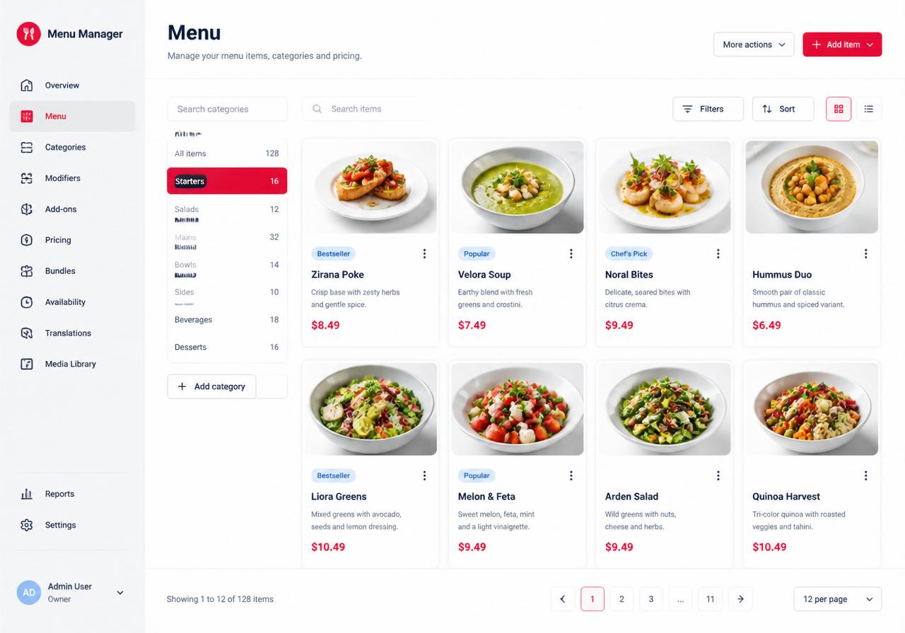 Import your menu in 10 minutes.